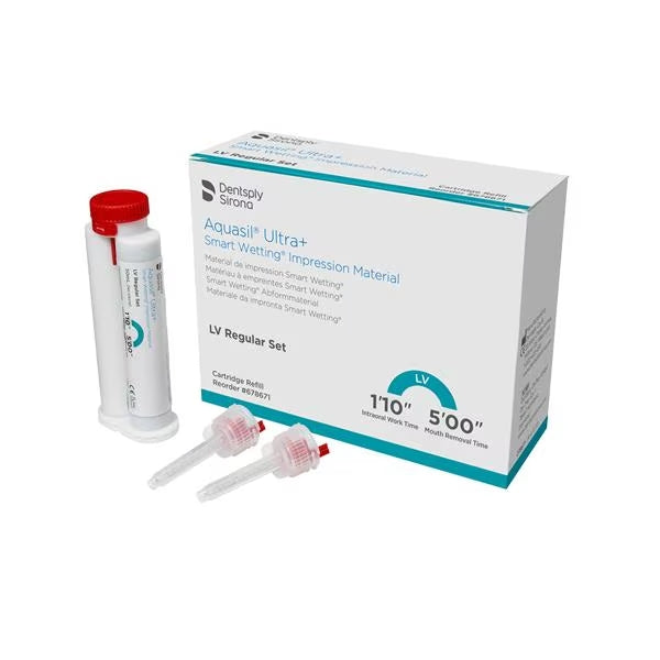 Dentsply Sirona Aquasil Ultra+ Smart Wetting Impression Material Wsh Reg St 50 mL LV Refill 4/Pk Dentsply Sirona Aquasil Ultra+ Smart Wetting Impression Material Wsh Reg St 50 mL LV Refill 4/Pk